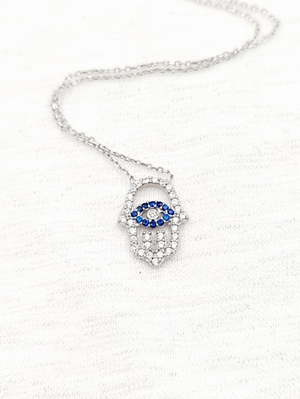 Crystal HAMSA Necklace (Evil Eye)